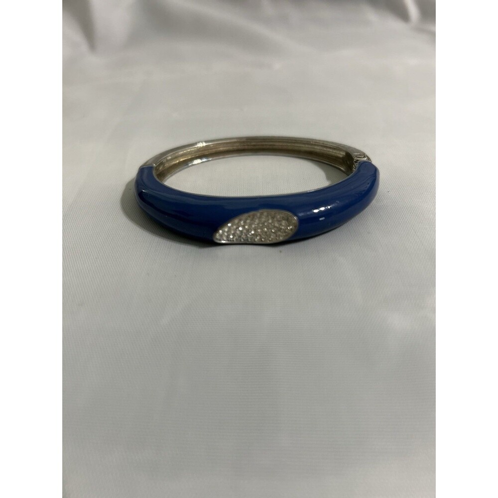 Costume Bracelet Enamel and rhinestone Bangle open and close hook